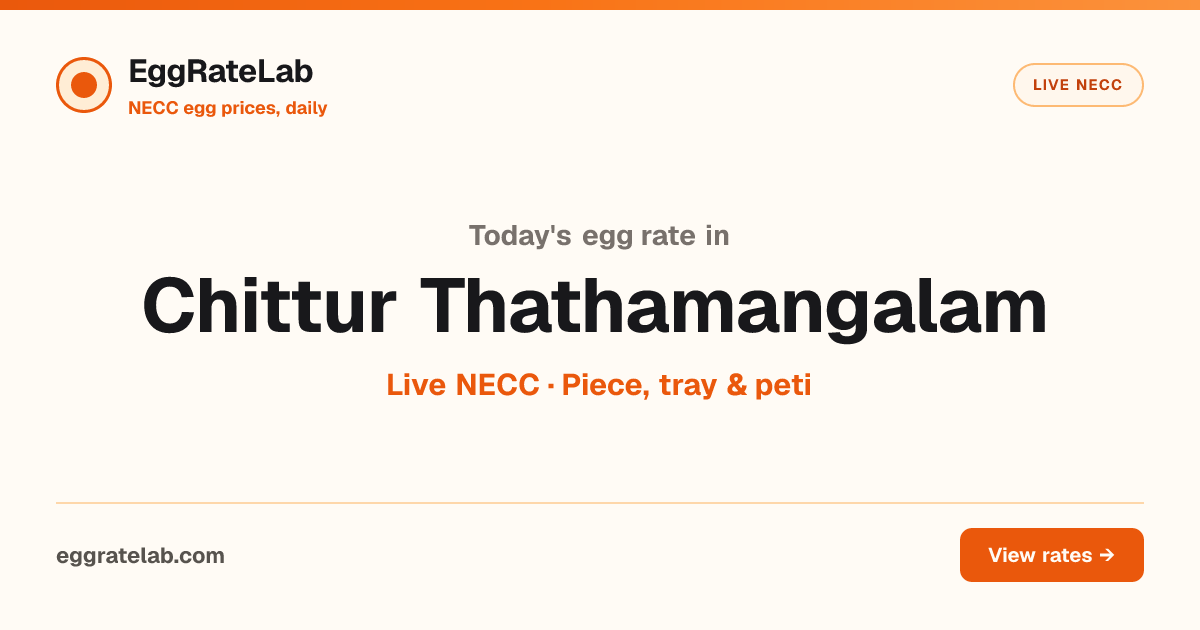 Today Egg Rate in Chittur Thathamangalam: Live NECC Egg Price