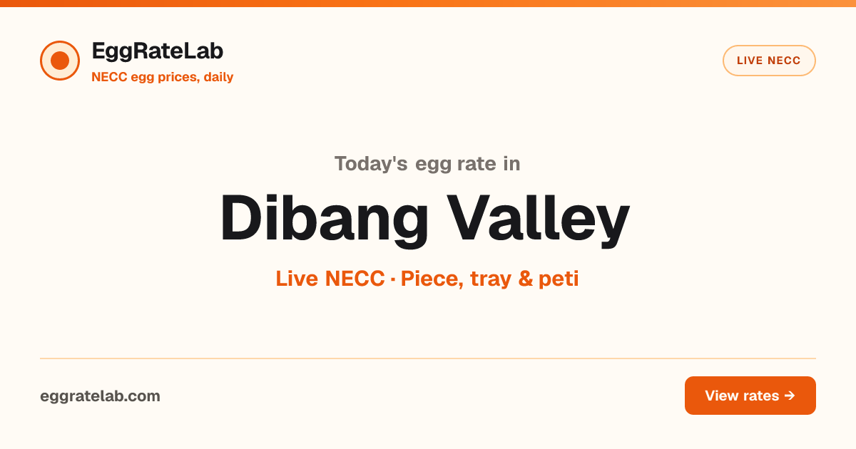 Today Egg Rate in Dibang Valley: Live NECC Egg Price