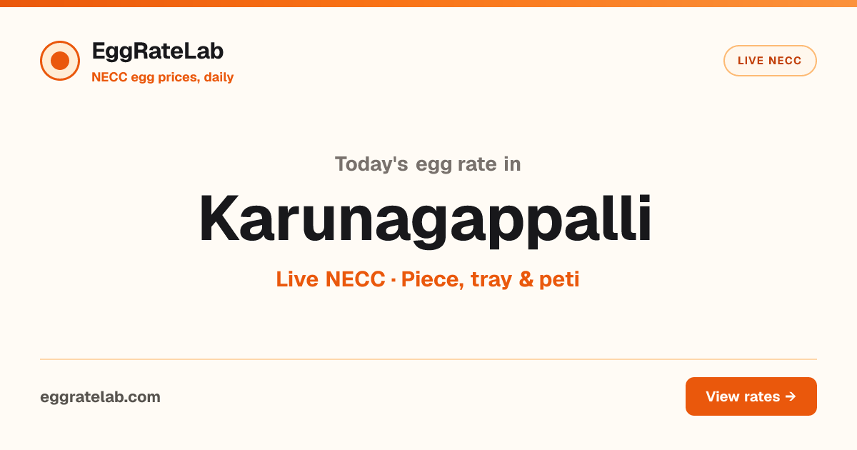 Today Egg Rate in Karunagappalli: Live NECC Egg Price
