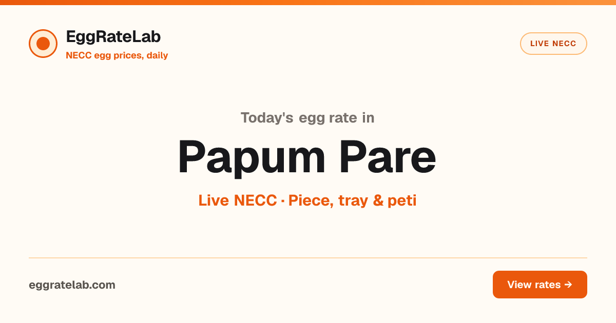 Today Egg Rate in Papum Pare: Live NECC Egg Price
