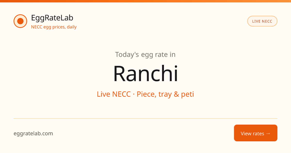 Today Egg Rate in Ranchi: Live NECC Egg Price