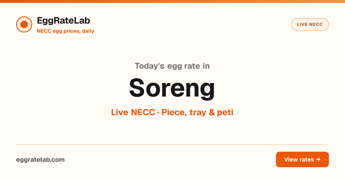 Today Egg Rate in Soreng: Live NECC Egg Price