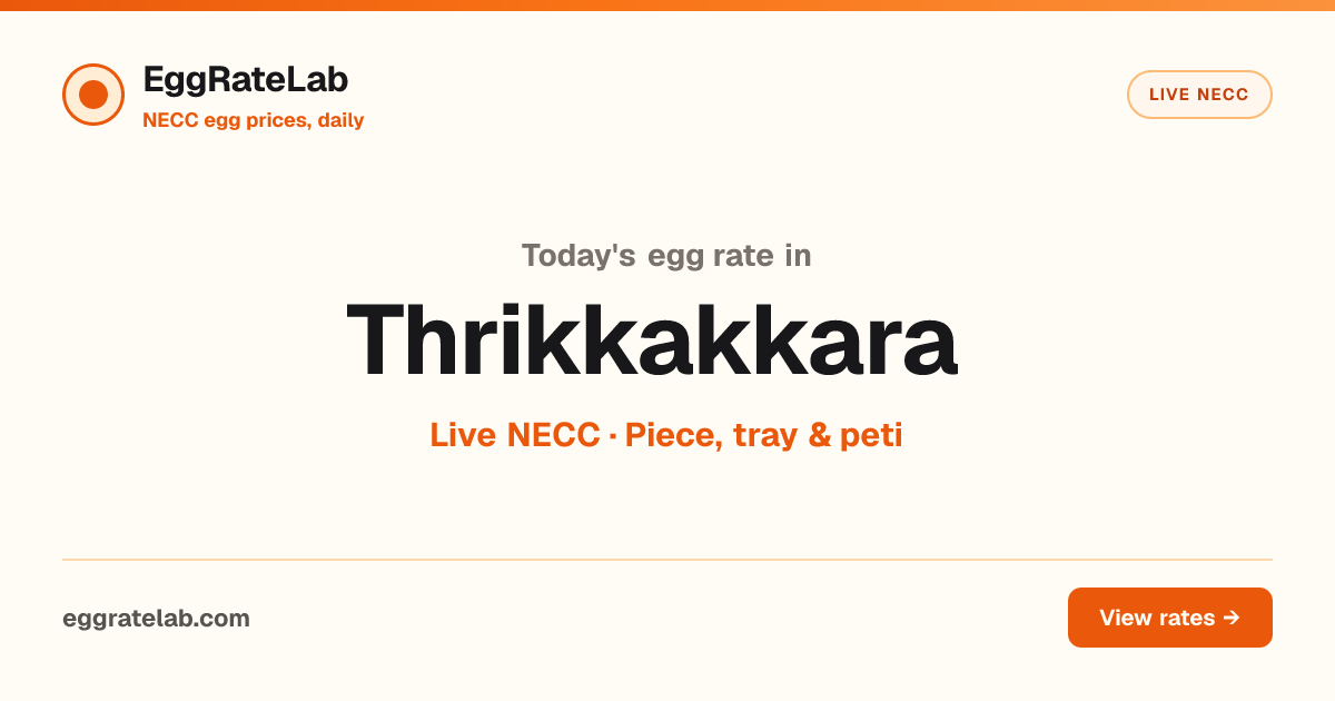Today Egg Rate in Thrikkakkara: Live NECC Egg Price