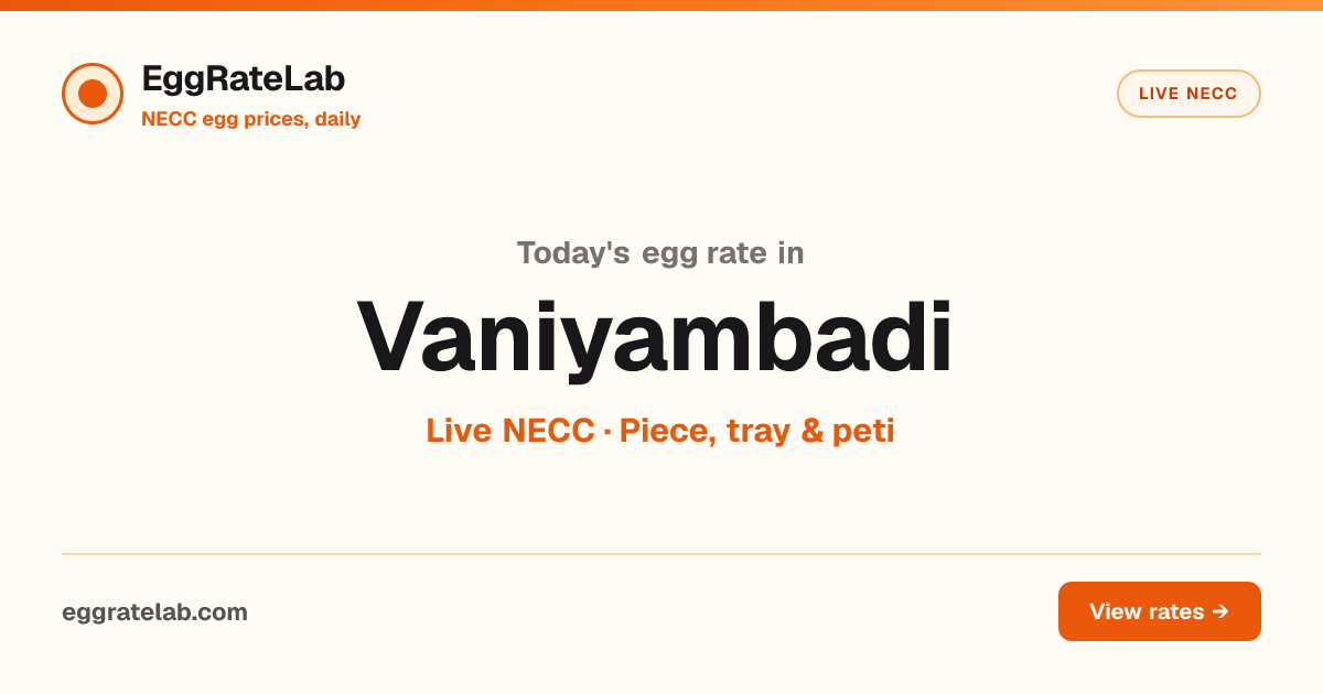 Today Egg Rate in Vaniyambadi: Live NECC Egg Price